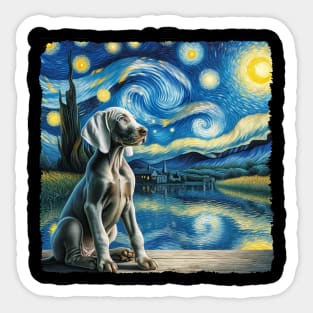 Starry Weimaraner Dog Portrait - Pet Portrait Sticker